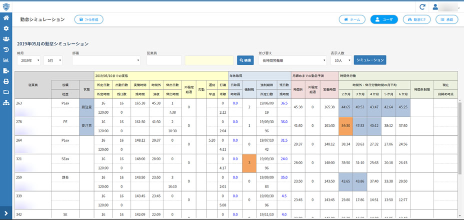 勤怠シミュレーション